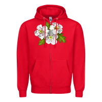 Red Hawthorn Flower Zipper Hoodie - LillyAllenDesigns