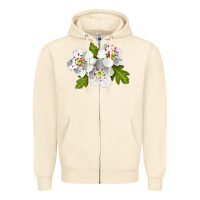 Sandshell Hawthorn Flower Zipper Hoodie - LillyAllenDesigns
