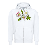 White Hawthorn Flower Zipper Hoodie - LillyAllenDesigns