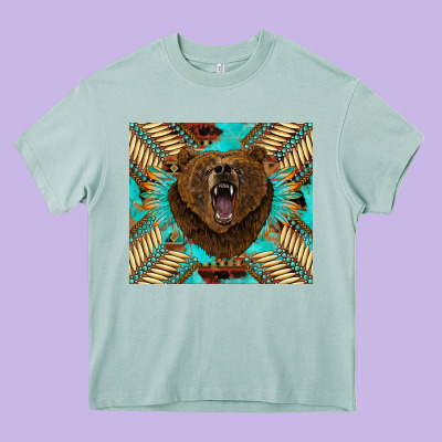 Bear Native American  Tumbler Heavy Core Tee Designed By Barkaloodesign