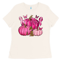 Bone Breast Cancer We Wear Pink with Pumpkin and Ribbon Ladies Tee - texasbilliewilder
