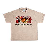French Oak peace love firefighter Urban Heavy Tee - AdoDesignShop
