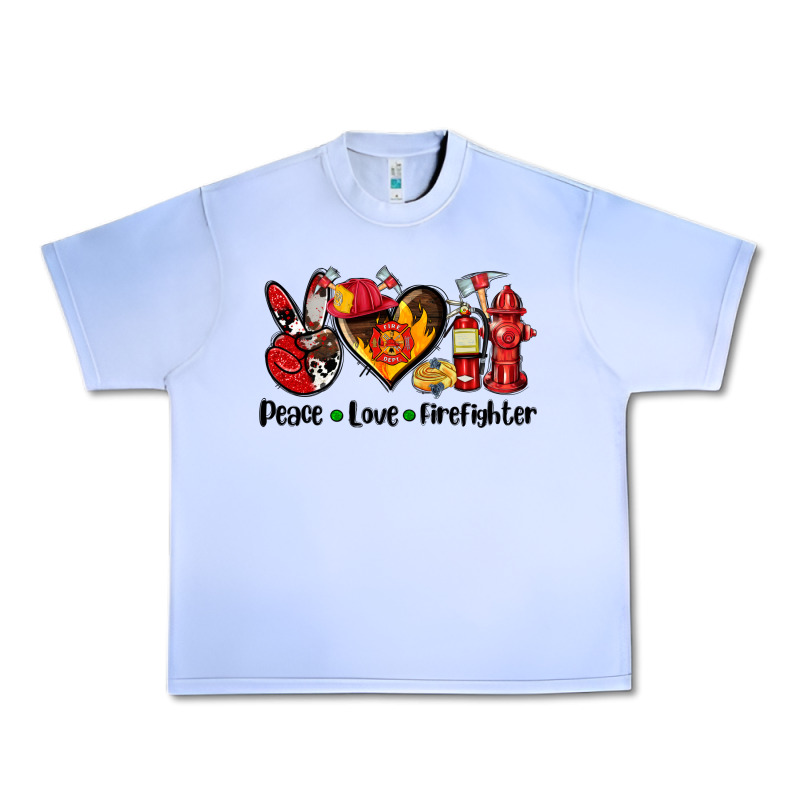 Peace Love Firefighter Urban Heavy Tee by AdoDesignShop | Teevron