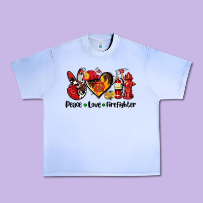 Peace Love Firefighter Urban Heavy Tee Designed By Adodesignshop