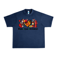 Navy peace love firefighter Urban Heavy Tee - AdoDesignShop