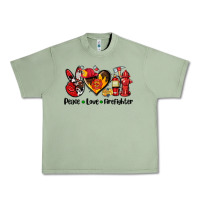 Oil Green peace love firefighter Urban Heavy Tee - AdoDesignShop