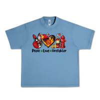Pebble Blue peace love firefighter Urban Heavy Tee - AdoDesignShop