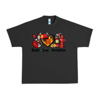 Pigment Black peace love firefighter Urban Heavy Tee - AdoDesignShop