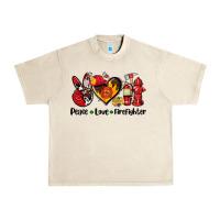 Sandshell peace love firefighter Urban Heavy Tee - AdoDesignShop