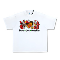 White peace love firefighter Urban Heavy Tee - AdoDesignShop
