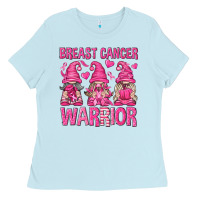 Baby Blue Breast Cancer Warrior Gnomes Ladies Tee - texasbilliewilder