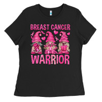 Black Breast Cancer Warrior Gnomes Ladies Tee - texasbilliewilder