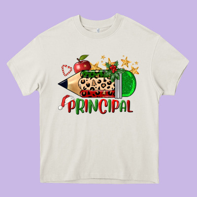 Christmas Principal Pencil Heavy Core Tee Designed By Fadigitalartstudio