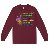 Burgundy mardi gras parades beads french quarter beignets k Long Sleeve Tee - MaliasSmallBusiness