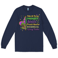 Navy mardi gras parades beads french quarter beignets k Long Sleeve Tee - MaliasSmallBusiness