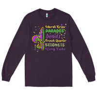 Plum mardi gras parades beads french quarter beignets k Long Sleeve Tee - MaliasSmallBusiness