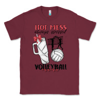 Burgundy hot mess always stressed volleyball mama Classic Tee - MaliasSmallBusiness