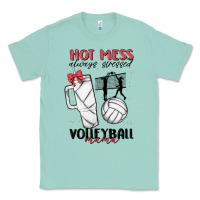 Hot Mess Always Stressed Volleyball Mama Classic Tee | Teevron