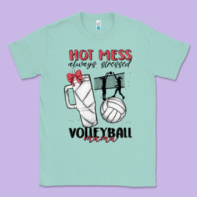 Hot Mess Always Stressed Volleyball Mama Classic Tee Designed By Maliassmallbusiness
