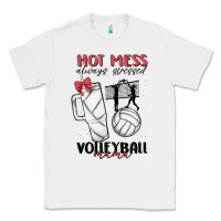 White hot mess always stressed volleyball mama Classic Tee - MaliasSmallBusiness