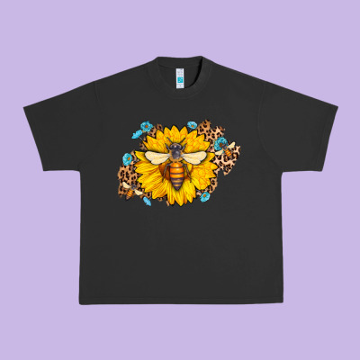 Bee Sunflower Leopard Urban Heavy Tee Designed By Jasminsmagicworld