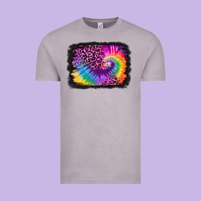 Tie Dye Leopard Glitter Background Vintage Tee Designed By Jasminsmagicworld