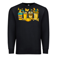 Black Childhood Cancer coffee cups yellow ribbon Premium Sweatshirt - NancyCooperArtShop