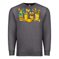 Charcoal Heather Childhood Cancer coffee cups yellow ribbon Premium Sweatshirt - NancyCooperArtShop