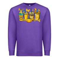 Purple Childhood Cancer coffee cups yellow ribbon Premium Sweatshirt - NancyCooperArtShop