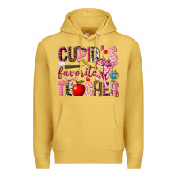 Antique Gold Cupid's Favorite Teacher Valentine's Day Premium Hoodie - HowdyJamesFarm