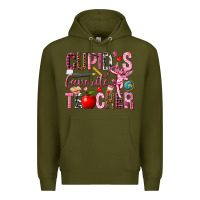 Army Green Cupid's Favorite Teacher Valentine's Day Premium Hoodie - HowdyJamesFarm