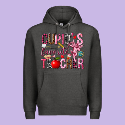 Cupid's Favorite Teacher Valentine's Day Premium Hoodie Designed By Howdyjamesfarm