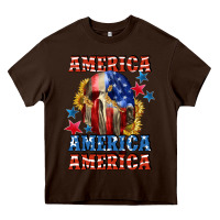 Chocolate Brown America skeleton 4th of july Heavy Core Tee - CowGirlArtShop