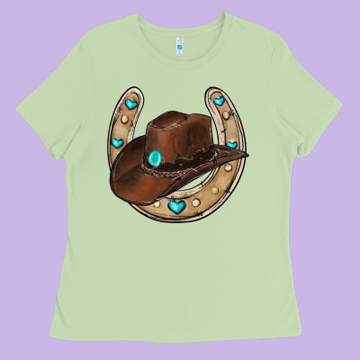 Horseshoe Cowboy Hat Ladies Tee Designed By Ranaportraitstore