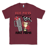 Burgundy hot mess always stressed race mama Classic Tee - MaliasSmallBusiness