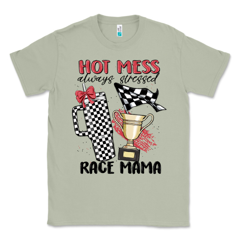 Hot Mess Always Stressed Race Mama Classic Tee by MaliasSmallBusiness | Teevron