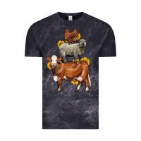 Cloud Black farm animals stack Vintage Tee - LillyAllenDesigns