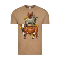 Vintage Coffee farm animals stack Vintage Tee - LillyAllenDesigns