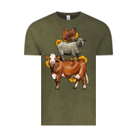 Vintage Olive farm animals stack Vintage Tee - LillyAllenDesigns