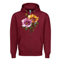 Burgundy In Your Eyes Rose Zipper Hoodie - LillyAllenDesigns