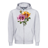 Heather Grey In Your Eyes Rose Zipper Hoodie - LillyAllenDesigns