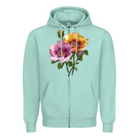 Seafoam In Your Eyes Rose Zipper Hoodie - LillyAllenDesigns