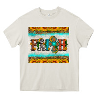 Cream faith cross and sunflower tumbler Heavy Core Tee - HRA Design Shop