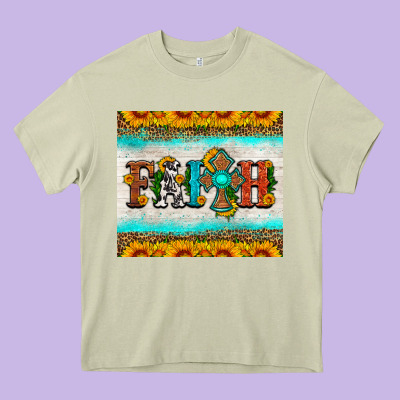 Faith Cross And Sunflower Tumbler Heavy Core Tee Designed By Hra Design Shop