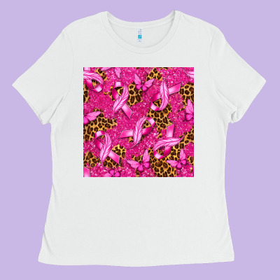 Breast Cancer With Ribbon And Butterfly Ladies Tee Designed By Texasbilliewilder