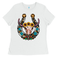 White western horseshoe skull Ladies Tee - RanaPortraitStore