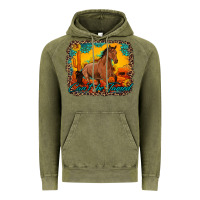 Vintage Olive can't be tamed horse with sunflowers turquoise gemstone western sunset Vintage Hoodie - Artiststas