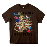 Chocolate Brown America the beautiful 4th of july Heavy Core Tee - CowGirlArtShop