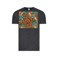 Vintage Black highland cow turquoise gemstones western patterns Vintage Tee - BarkalooDesign