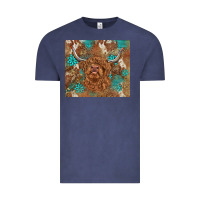 Vintage Denim highland cow turquoise gemstones western patterns Vintage Tee - BarkalooDesign